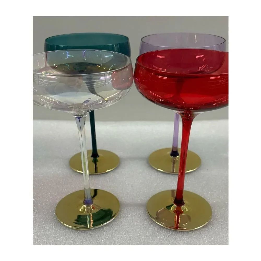 Anthropologie Camille Coupe Glasses Set Of 4 Mixed Colors - Picture 4 of 8
